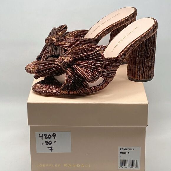 Loeffler Randall Metallic Lamé Block-Heel Mules size 7 - Picture 11 of 13